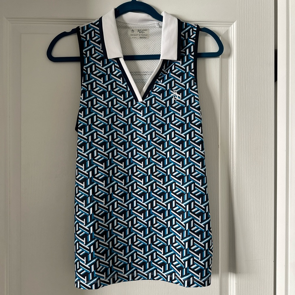 Women's Geometric Sleeveless Top - Black and White